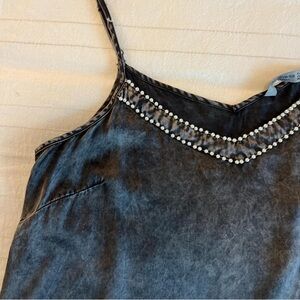 Size S Stradivarius gray faux silk pearl-embellished slip top